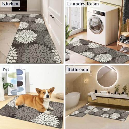 HEBE Anti Fatigue Kitchen Rugs Sets of 2, Non Slip Kitchen Mats for Floor, Waterproof Cushioned Comfort Standing Carpet for Kitchen Sink, Home Office, Laundry Room - color: Black, size: 17.3"x59"+17.3"x28"-0.47"Th