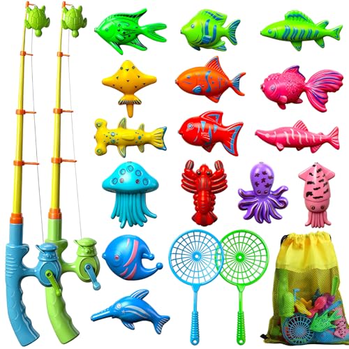TOY Life 2-Player Magnetic Fishing Game for Kids 3-5 - Toddler Fishing Pole Set with Fish Toys - Bath & Pool Toys - Water Table Accessories - Educational Fishing Toy Rod for Boys Girls - color: 2 Kids Fishing Pole