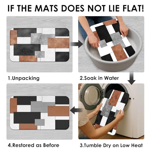 Brown Geometric Shower Curtain Set with Toilet Lid Cover and Non-Slip Rugs for Bathroom, Black Grey White Checkered 4 Pcs Shower Curtain, Modern Abstract Bathroom Set with 12 Hooks - color: Abstract Geometric Brown