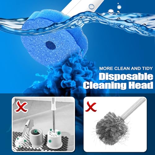 JEHONN Disposable Toilet Brush with Tweezers, Toilet Bowl Wand Holder Set with 42 Cleaner Refills, Bathroom Cleaning System for Sink Bathtub Wash Basin (White Orange) - color: White Orange