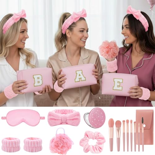 Elegant Spa Set for Women– All-in-One Kit with Makeup Brushes, Hair Scrunchies, Sleep Mask, Bath Bombs – Ideal Gift for Teens, Bridesmaids & More-E - style: E