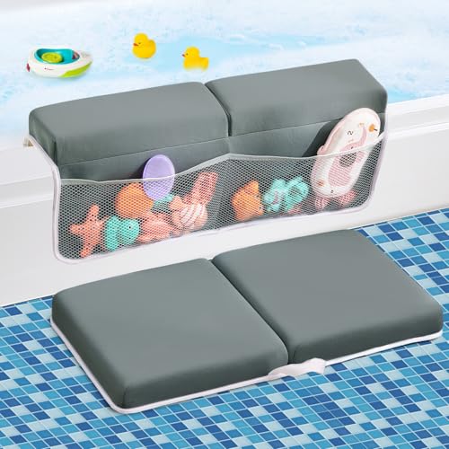 Baby Bath Kneeler and Elbow Rest Pad Set,Bath Kneeling Pad Thick Soft Quick Dry Bathtub Mat for Bathing Time,Baby Essentials Memory Foam with Toys Organizer Gifts for Parents,Dark Grey - color: Dark Grey