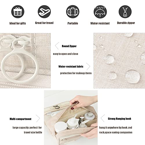 L&FY Multifunction Portable Travel Toiletry Bag Cosmetic Makeup Pouch Toiletry Case Wash Organizer (Canvas Beige) - color: Canvas Beige, size: Compact Size