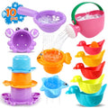 10 Pcs Bath Toys for Kids Ages 1-3, Bathtub & Pool Water Toys for Toddlers 1-3 & Babies 12-18 Months, Water Table Accessories with Floating Ducks, Stacking Cups & Pouring Fun for Boys Girls - style: Ducks Set