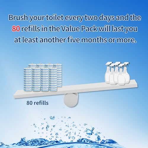 Hohoky 80Pcs Toilet Wand Refills for Disposable Toilet Bowl Brush Scrubber Cleaner Refill Pads,Toilet Brush Replacement Compatible Heads with Most Toilet Brushes Scrubber