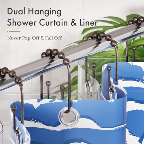 AmazerBath Shower Curtain Hooks Bronze Shower Curtain Rings Rust Proof, Non-Slip Shower Curtain Double Hooks, Smooth Metal Shower Hooks for Shower Curtain Liner Bathroom, 12Pcs Shower Rod Hooks - color: Bronze, style: Modern