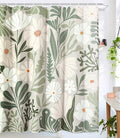 RoomTalks Cute Green Faux Linen Shower Curtain Extra Long 84 Inch - 210GSM Heavy Duty Modern Floral Matisse Spring Summer Aesthetic Botanical Shower Curtain Set with Hooks - color: Green, size: 72"W x 84"L (Pack of 1)