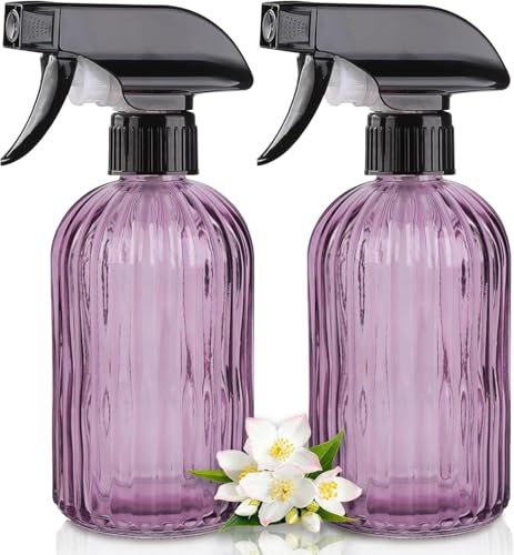 Glass Plant Mister Bottle, 15oz Refillable Water Bottle Spray, Handheld Water Spray Bottle with Adjustable Mist Nozzle for Indoor Flowers, Outdoor Gardening, Cleaning, Hair & Pets Care (Purple) - color: Purple