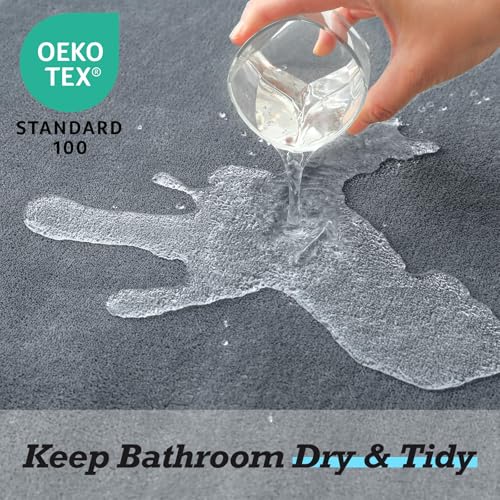 HUXMEYSON Bathroom Rugs Sets 3 Piece, Non-Slip & Quick Dry Bath Mat Set, Ultra Soft Velvet Bath Rugs for Bathroom, Toilet and Shower Floor, Grey - color: Grey, size: 17"x24"+20"x32"+U Shape 20"x24"