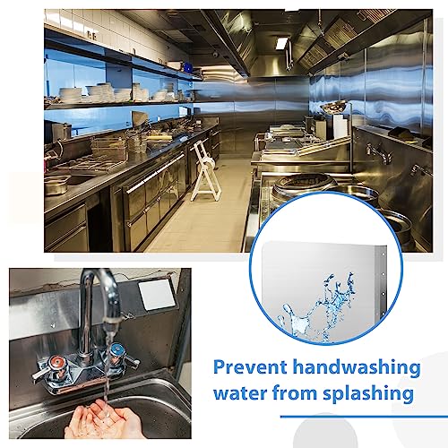 Therwen 2 Pcs Stainless Steel Side Splash Guard for Sink 20 x 20 Inch Wall Mount Guard with Screws Commercial Restaurant Hand Sink and Compartment Prep Sink Kitchen Sink Splash Protector Supply - size: 20 x 20 Inch