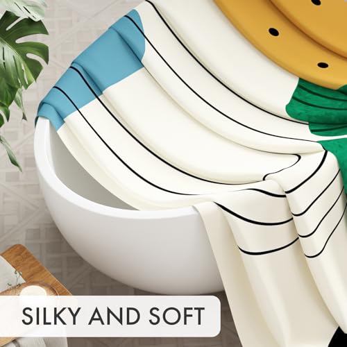 AmazerBath Boho Shower Curtain, Beige and Brown Abstract Cloth Shower Curtain with 12 Metal Hooks, Luxury Washable Farmhouse Polyester Fabric Bathroom Green Leaf Shower Curtain Set, 72x72 Inches - color: D- Boho Leafy+12 Metal Hooks, size: 72"W x 72"L (Pa