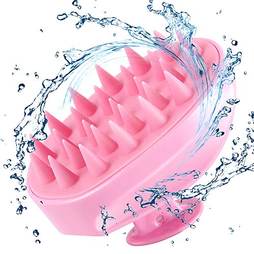 Scalp Massager Shampoo Brush, Hair Scalp Scrubber Shower Hair Brush Head Massager for Stress Relax Hair Growth, Dandruff Brush Scalp Exfoliator for Women Men Kids Pets, Pink - color: Pink