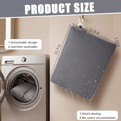 Leinuosen 2 Pcs Shower Seat Cushion with Non Slip Silicone Bottom 4d Mesh Pad Waterproof Shower Chair Cushion Bathtub Pad Bath Pillow Seat Mat Washable Fast Drying for Elderly Disabled(Gray)
