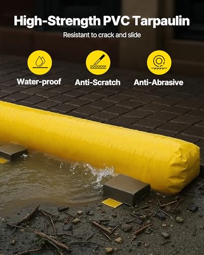 Flood Barrier, Flood Bags, Sandbag Alternative, Water Barrier for Flooding with Great Waterproof Effect, Reusable PVC Water Diversion Tubes, Lightweight Flood Barriers for Home, Door, Garage - style: 12ft (L) *12(h)