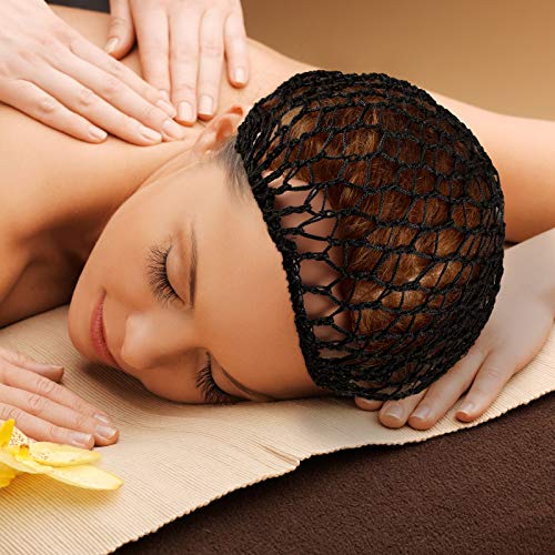Geyoga 6 Pieces Hair Net Snoods for Women Sleeping Mesh Soft Rayon Knit Crochet Hairnet Long Short Curls Hair Cover Accessory (Black) - color: Black