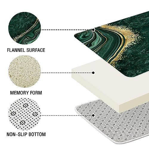 Gibelle 4 Pcs Luxury Marble Shower Curtain Set with Non-Slip Rugs, Toilet Lid Cover and Bath Mat, Gold Foil Emerald Green Bathroom Decor Set with Shower Curtain and Rugs and Accessories - color: Emerald Green