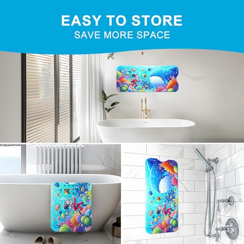 XIYUNTE Baby Bath Mat for Tub Non Slip Kids Bath Mat - 40''x16'' Extra Long Cartoon Bathtub Mat Non Slip Kids Shower Mat Eco-Friendly Toddler Bath Mats with Suction Cups, Machine Washable - color: J-shark 2