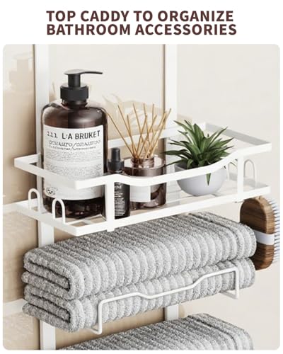Hanging Towel Racks for Bathroom No Drill - Over The Door 8-Tier Bath Towel Storage Organizer for Small Bathrooms - Back Door Large Tiered Towel Holder Hanger for Rolled Towels RV Camper White - color: White, size: 8 Tier