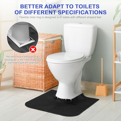 Toilet Rugs U Shaped Washable,Toilet Mats for Bathroom,Snugly Wraps Around Toilet Pedestal(4 Pack, Black) - color: Black