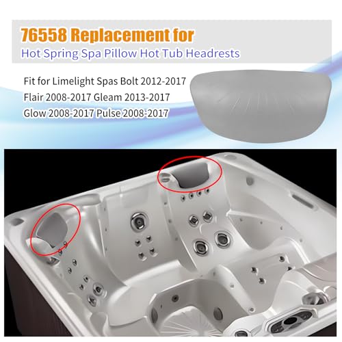 76558 74610 Hot Tub Spa Pillow Headrest Compatible with Hot Spring Pillows for Limelight Pulse Pulse DL Bolt (2012-2017), Glow Flair (2008-2017), Gleam (2013-2017) Spas Neck Cushion