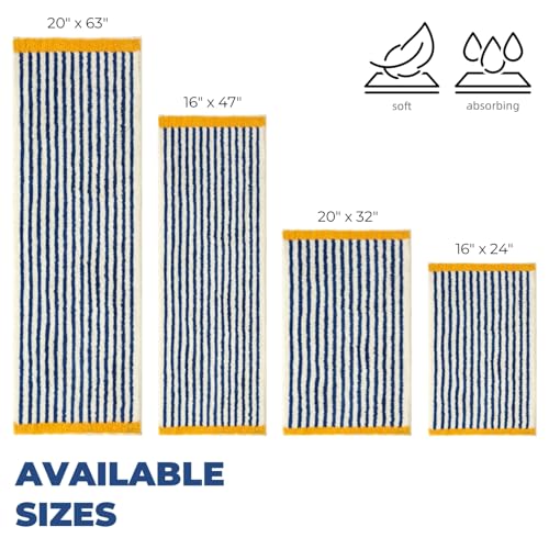 GIB Bathroom Rugs Mat 24" x 16", Extra Soft Absorbent Plush Fluffy Bath Rugs, Non-Slip Washable Bath Mats for Bathroom Floor Shower Home Decor Accessories, Blue & White Striped with Yellow Accents - color: Blue With Yellow, size: 24" X 16"