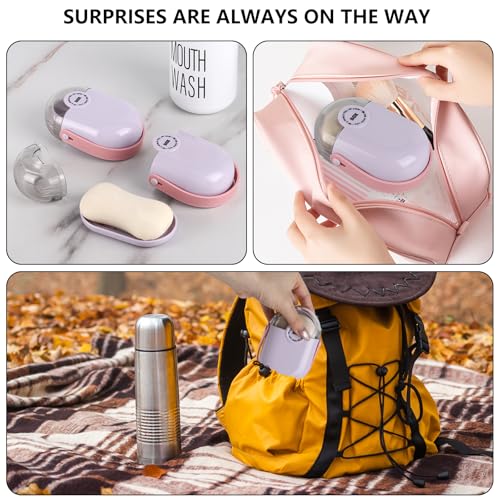 Travel Soap Case, 2 Pack Soap Container with Lid, Portable Bar Soap Holder & Soap Dish with Silicone Handle for Shower, Gym, Camping Essentials, Hiking, Travel Accessories -Purple - color: Purple