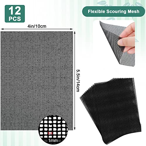 Skyley 12 Pack Flexible Scrubbing Screen Cleaning Mesh for Household 5.5 x 4 Inch Cleaner Toilet Hard Water Ring Remover Scouring Pad Abrasive Grit Cleaning Screen for Remove Carbon, Rust and Scale