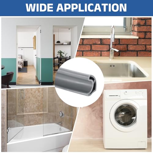uxcell Flexible Shower Water Barrier, 39" TPE Shower Edge Water Stopper Blocker Splash Guard for Bathtub Sink Washing Machine Dry and Wet Separation, 0.79"W x 1.18"H, Grey - color: Gray, size: 39"L x 0.79"W x 1.18"H