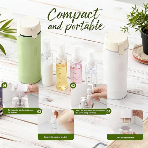 4 in 1 Travel Dispenser Bottles, Leak Proof Travel Bottles for Toiletries, 4 Pack 30ML Refillable Travel Size Containers for Shampoo, Onditioner, Travels Essentials (Green) - color: Green