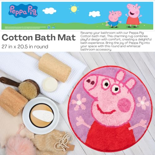 Peppa Pig 100% Cotton Non Slip Plush Bathroom Mat Rug (Officially Licensed Product) By Franco - color: Peppa Pig