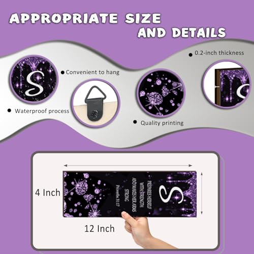 ZONWUTHY 3 Pcs Purple Silver Wall Decor Diamond Bedroom Decor For Women With Religious Black And Purple Bathroom Accessories Office Sign for Home Kitchen Office Wall Decoration 12x4 Inches - color: Purple