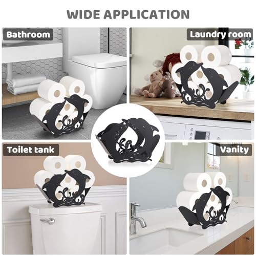 Sumnacon Toilet Paper Holder,Metal Toilet Paper Storage,Freestanding Toilet Paper Roll Holder, Whimsical Toilet Paper Organizer for Bathroom Toilet Shelf Table Counter Floor,Dolphin
