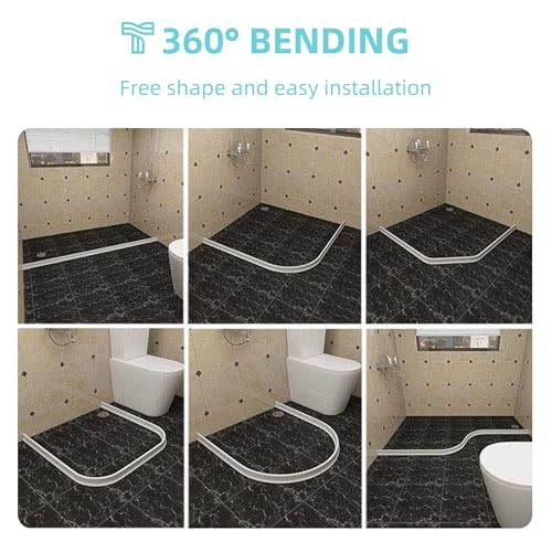 Shower Threshold Water Dam,Walk in Shower Water Guard, Shower Dam Water Barrier Bathroom Sink Splash for Dry And Wet Separation Caulk Seal Strip Edge Trim (39Inch, White) - color: White, style: 39Inch