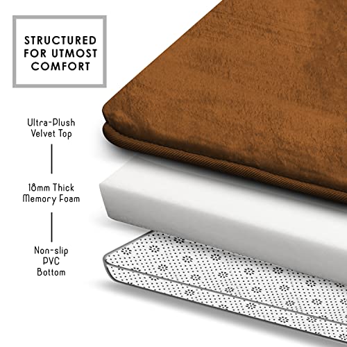 Clara Clark Bathroom Rugs, Velvet Memory Foam Bath Mat, Non-Slip, Machine Washable Bath Rugs - Dries Quickly, Ultra Soft Plush Bath Mats for Bathroom, 17 x 24, Chocolate Brown - color: Brown, style: 17 x 24