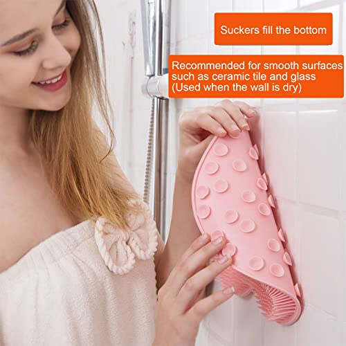 VOPHIA 2 Pack Shower Back & Foot Scrubber,Wall Mounted Back Scrubber Silicone Bath Massage Cushion Brush with Suction Cups,Bathroom Wash Foot Mat Exfoliating Dead Skin Foot Brush (L-Pink Blue) - size: L-Pink Blue 2pcs
