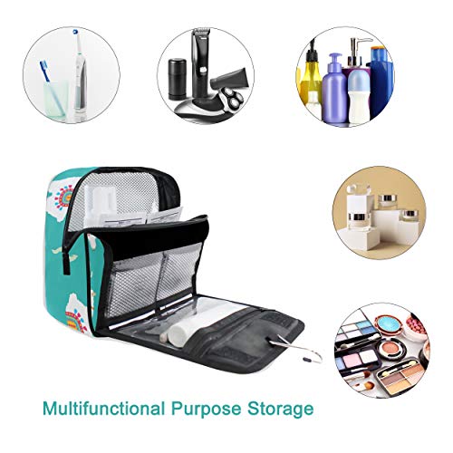 senya Hanging Travel Toiletry Bag Kit Makeup Case Cosmetics Organizer for Men Women - color: Llama Alpaca And Cactus