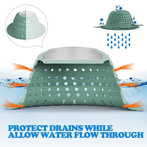 zaa Bathtub Drain Hair Catcher, Premium Silicone Collapsible 2 Pack Drain Protector for Pop-Up & Regular Drains of Shower, Bathtub, Tub, Bathroom, Sink, Gray Green - color: Gray Green