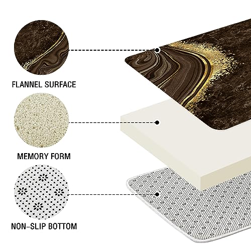 Gibelle 4 Pcs Luxury Marble Shower Curtain Set with Non-Slip Rugs, Toilet Lid Cover and Bath Mat, Gold Foil Brown Bathroom Decor Set with Shower Curtain and Rugs and Accessories - color: Brown