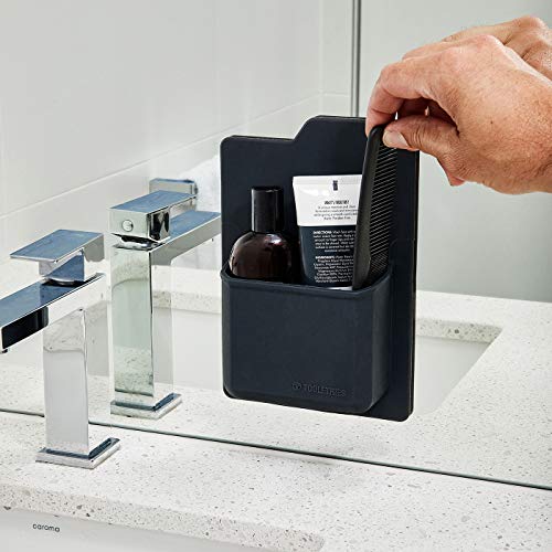 TOOLETRIES The James Organizer, Shower Storage Holder - Charcoal | Silicone shower storage with a reusable strong grip for toiletries and everyday bathroom essentials. - color: Charcoal