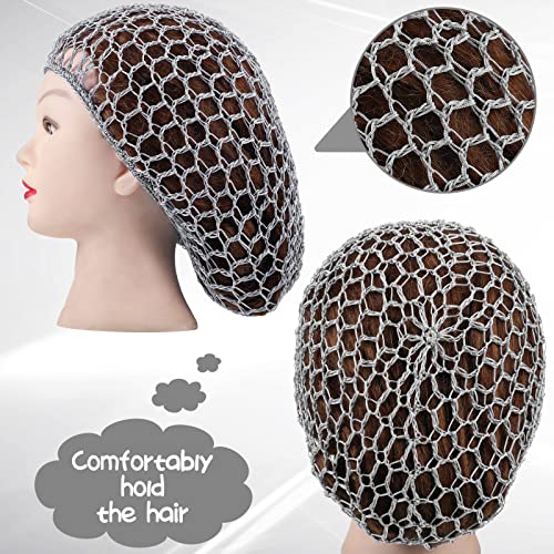 Geyoga 6 Pieces Hair Net Snoods for Women Sleeping Mesh Soft Rayon Knit Crochet Hairnet Long Short Curls Hair Cover Accessory (Black, Gray) - color: Black, Gray