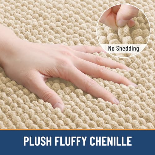 Arotive Bathroom Rugs 45" x 27", Ultra Soft Absorbent Chenille Bath Rugs, Rubber Backing, Machine Washable Bath Mats for Bathroom Floor, Tub and Shower, Home Decor Accessories, Beige - color: Beige, size: 45" X 27"