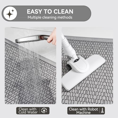 YDKGL Bathroom Runner Rug, Thin Bath Mat Bathroom Rugs Non Slip Washable, Rubber Backing Quick Dry for Floor, Tub and Shower, Grey 17x47 - color: Bl- Grey, size: 17"x 47"