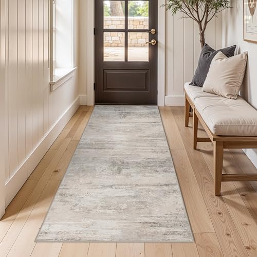 Abstract Kitchen Runner Rug 3x6 - Indoor Washable Carpet for Hallway Bedroom Laundry Low Pile Entryway Rugs with Non Slip Rubber Backing Modern Home Decor Mat for Dining Room Bathroom 3x6 Beige - color: Beige, size: 3' x 6' (Runner)