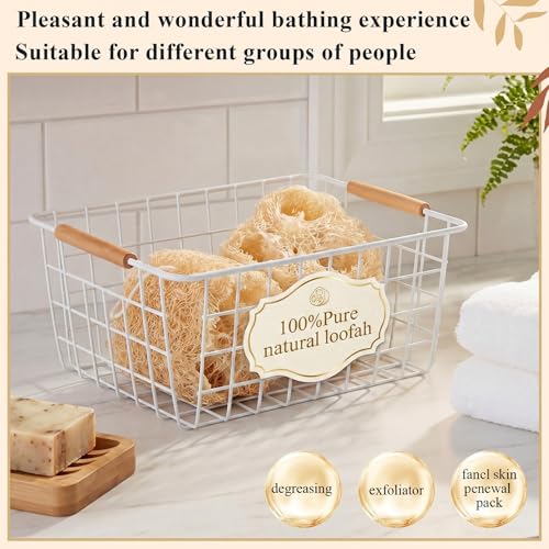24 Pcs Mini Natural Loofah Sponges, 12 Pcs 2 Inch Single Wrapped Egyptian Loofah Bath Sponge with 12 Travel Pouches, Exfoliating Shower Scrubber for Body Face Skin Care & Kitchen Cleaning