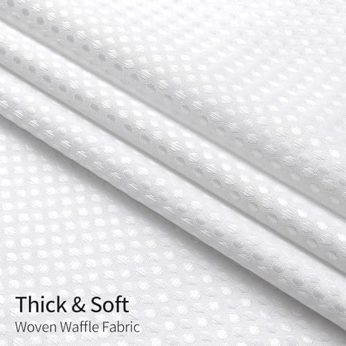 MitoVilla White Waffle Shower Curtain Set with Snap-in Liner, Modern Waffle Weave Heavyweight Fabric Shower Curtain for Luxury Neutral Hotel & Spa Bathroom Decor, 72 x 72 - color: White, size: 72"W x 72"L (Pack of 1)