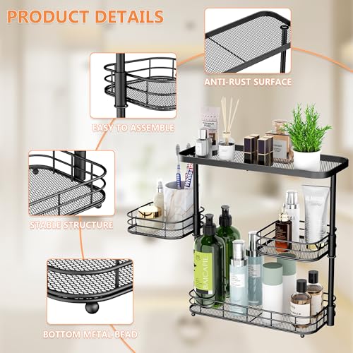 VITVITI 3 Tier Bathroom Organizer Countertop, Metal Wire Bathroom Counter Vanity Organizer Storage, Mesh Bath Room Sink Kitchen Shelf Rack with 360 Rotating Basket, Black - color: 3 Tier Rotating Black