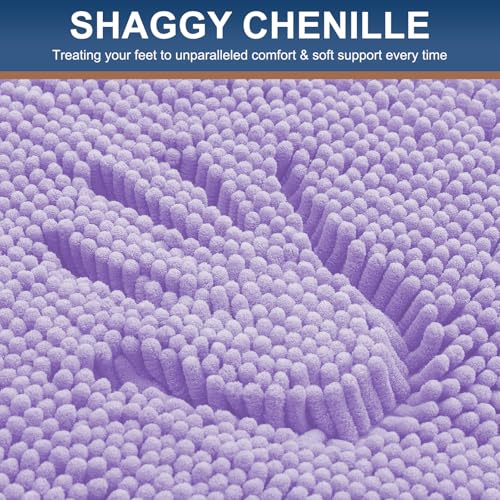 Smiry Luxury Chenille Toilet Rugs U-Shaped 20x20, Soft Absorbent Non-Slip Contour Bathroom Rugs for Toilet, Machine Washable Contoured Bath Mats, Purple - color: Purple, size: 20" X 20" Contour Rug