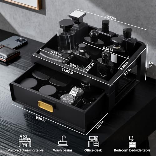 Cologne Organizer for Men, Perfume Tray Room Decor | Fits dresser, vanity & bathroom countertop, under sink storage, perfume holder, great men’s gift & birthday present