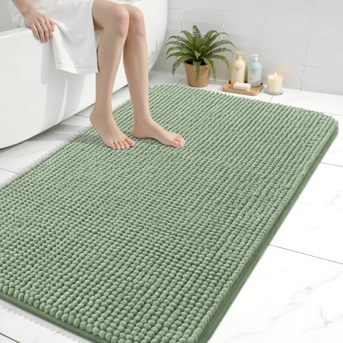 Arotive Bathroom Rugs 40" x 32", Ultra Soft Absorbent Chenille Bath Rugs, Rubber Backing, Machine Washable Bath Mats for Bathroom Floor, Tub and Shower, Home Decor Accessories, Sage Green - color: Sage Green, size: 40" X 32"