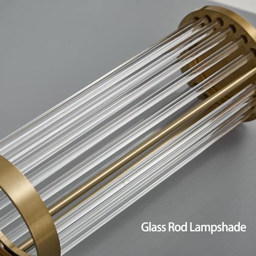 Gold Wall Sconce Bathroom Vanity Light Fixtures for Mirror, Modern Wall Light with Glass Rod Shade for Bathroom, Bedroom, Hallway, Living Room - Bulb Not Included - color: Gold-Glass Rod